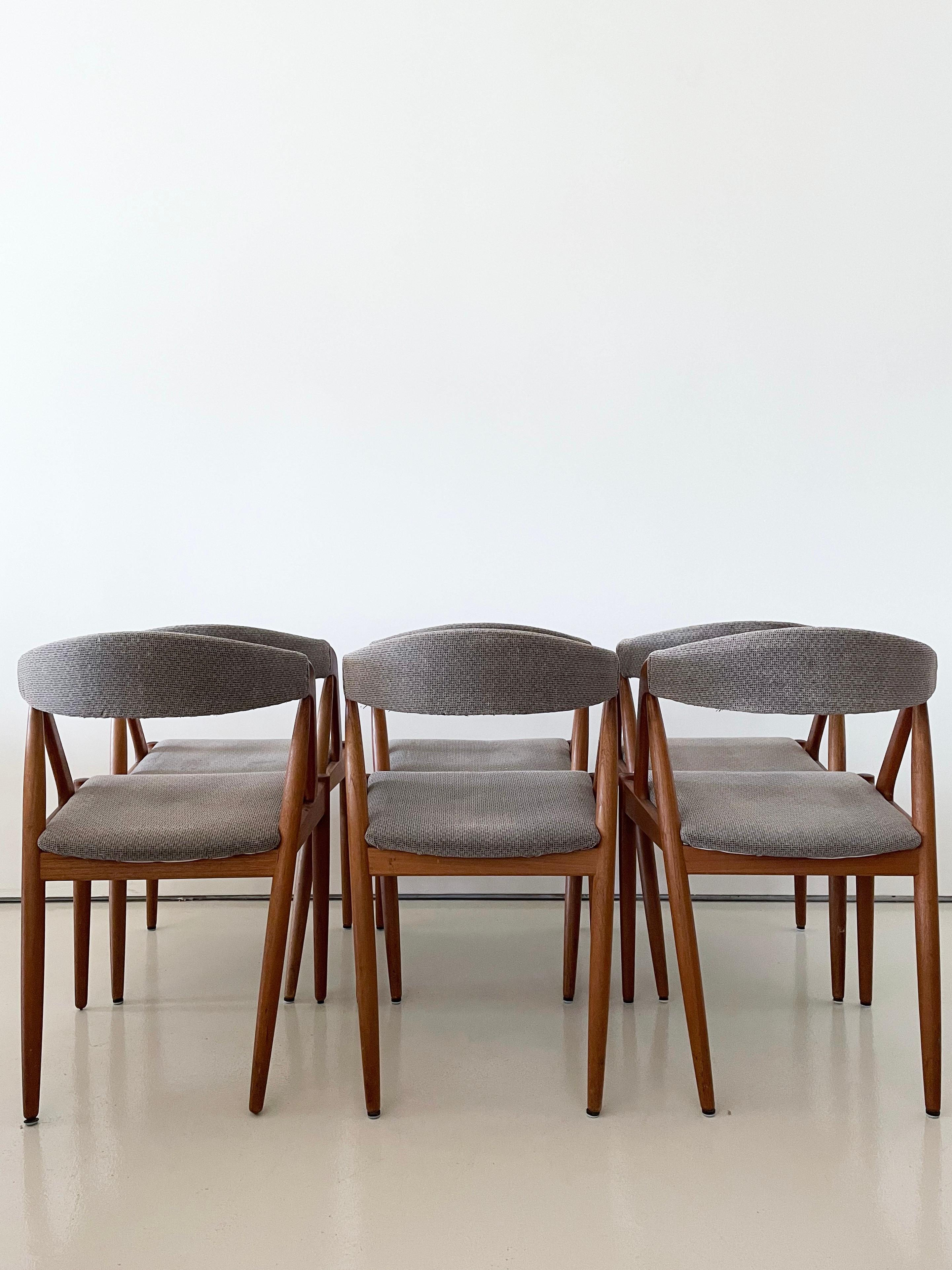 Set di 6 sedie da pranzo in teak Kai Kristiansen d'epoca, da rivestire su misura in vendita 3