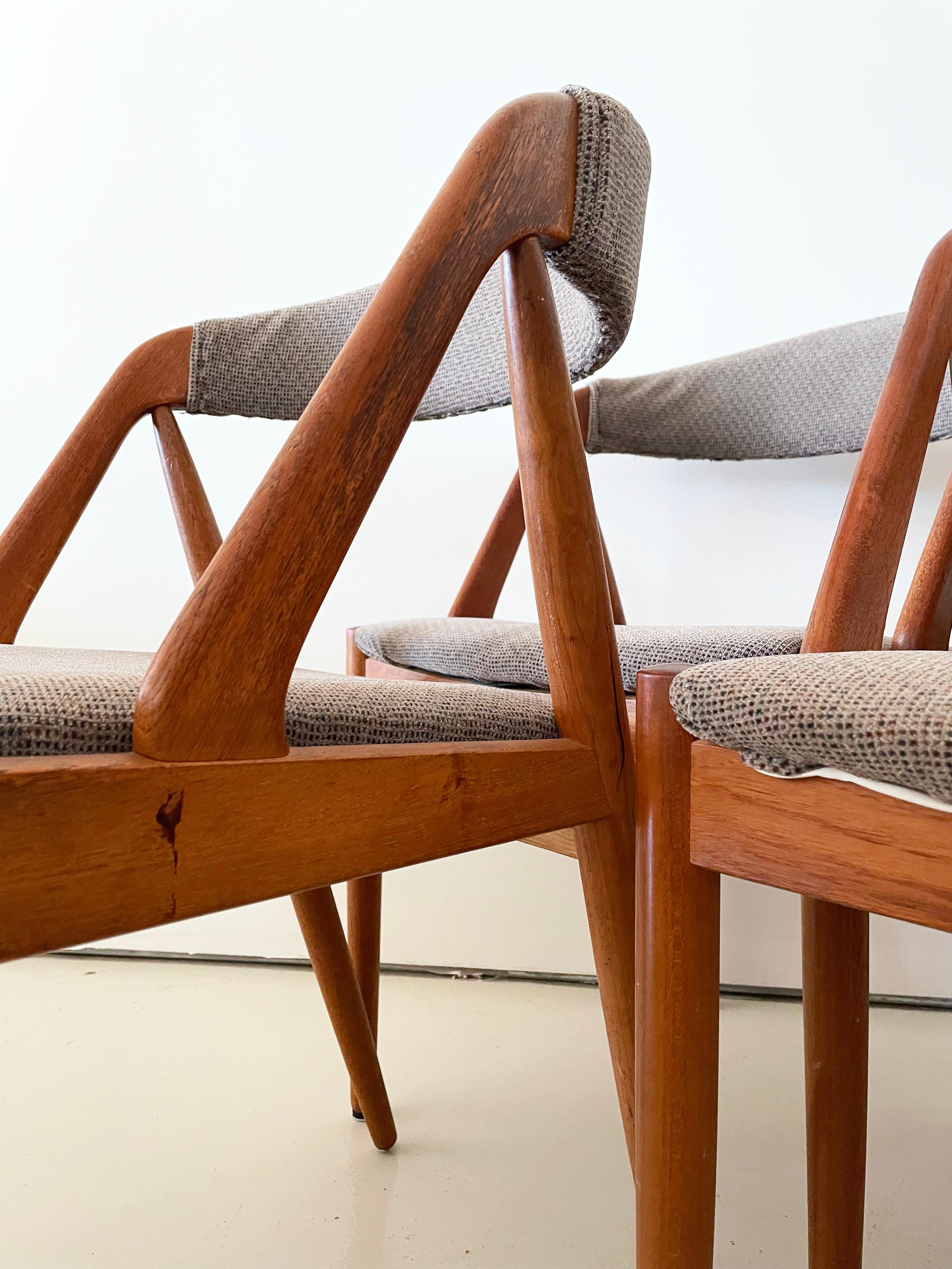 Set di 6 sedie da pranzo in teak Kai Kristiansen d'epoca, da rivestire su misura in vendita 6