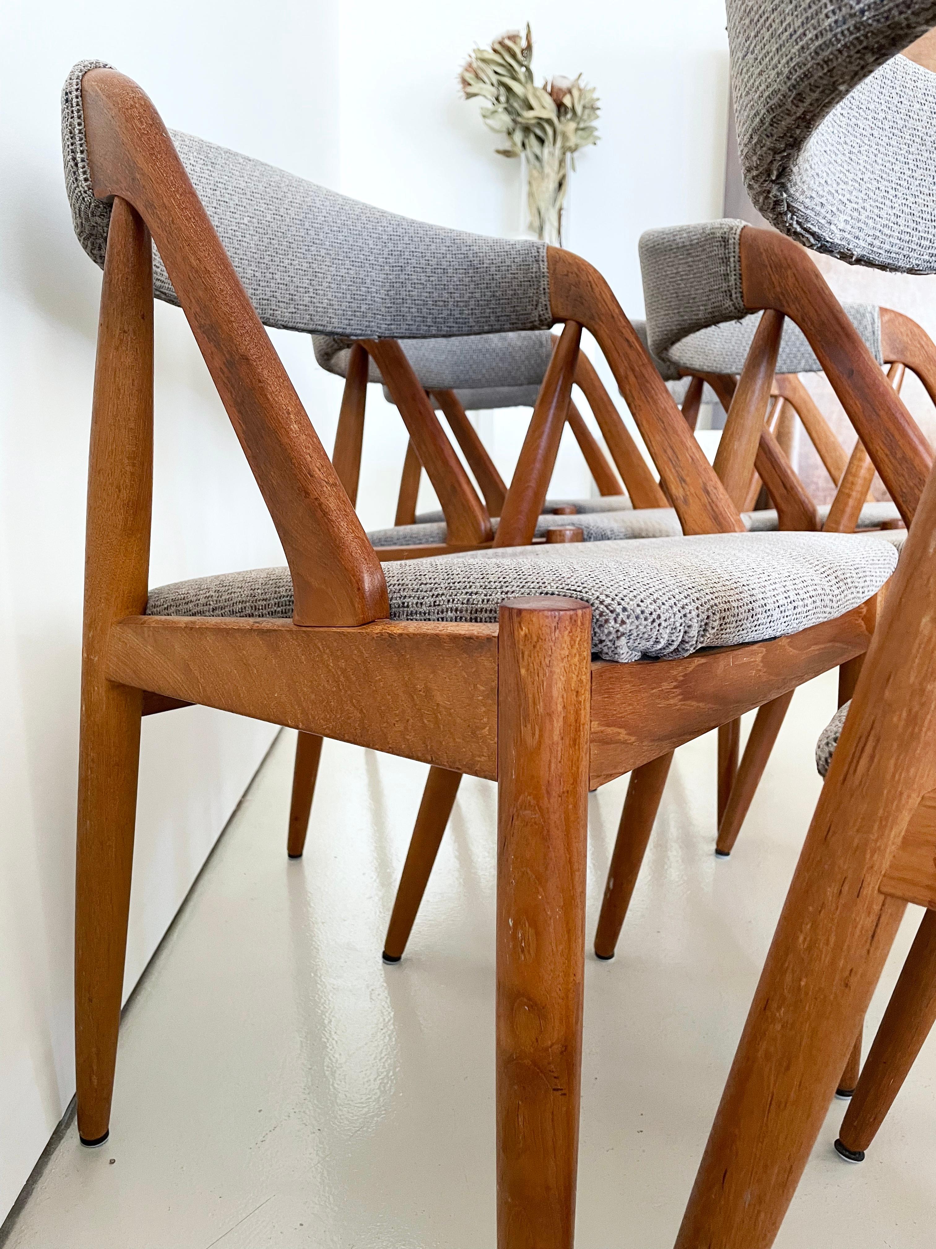 Set di 6 sedie da pranzo in teak Kai Kristiansen d'epoca, da rivestire su misura in vendita 7