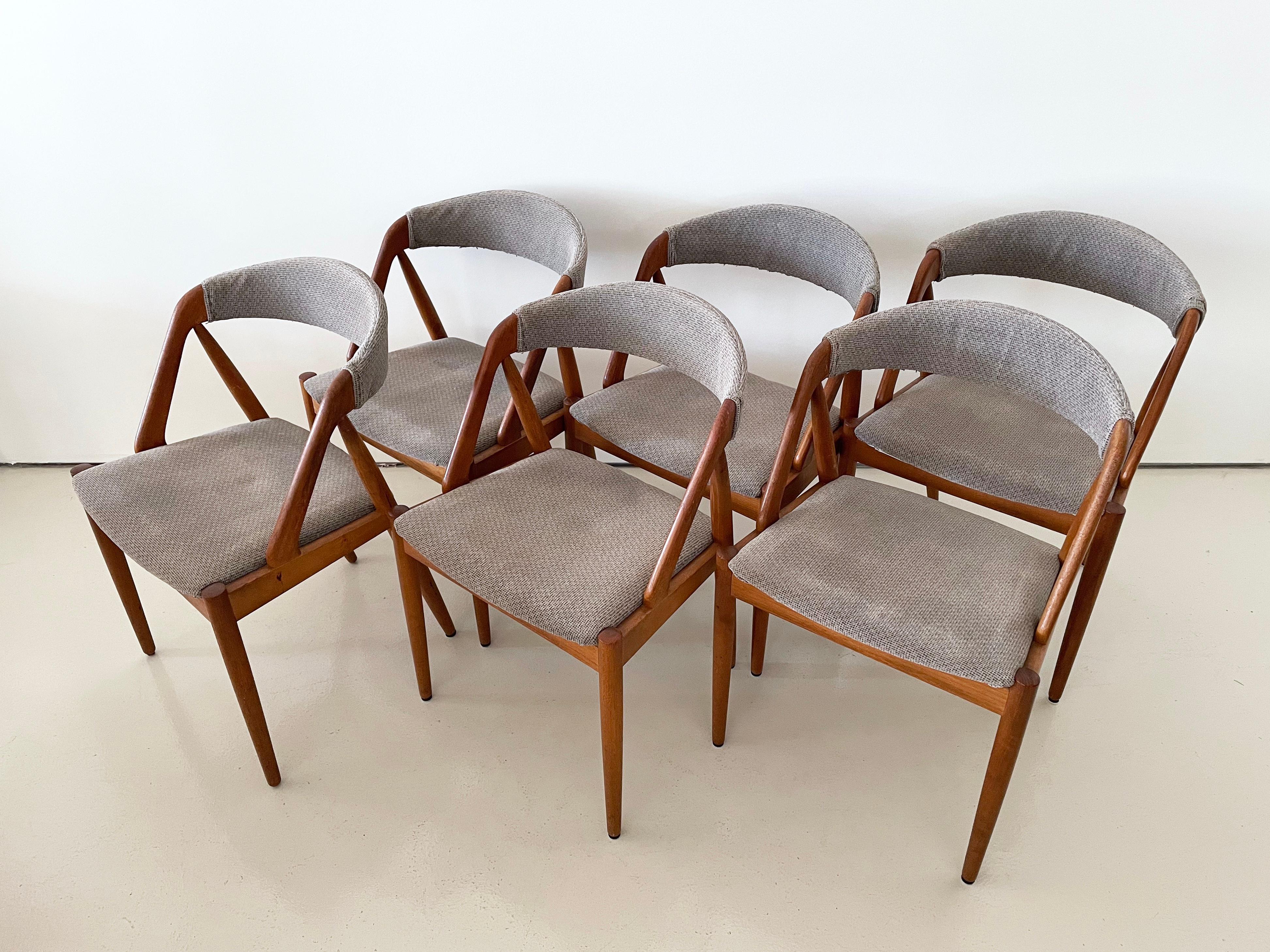Tappezzeria Set di 6 sedie da pranzo in teak Kai Kristiansen d'epoca, da rivestire su misura in vendita