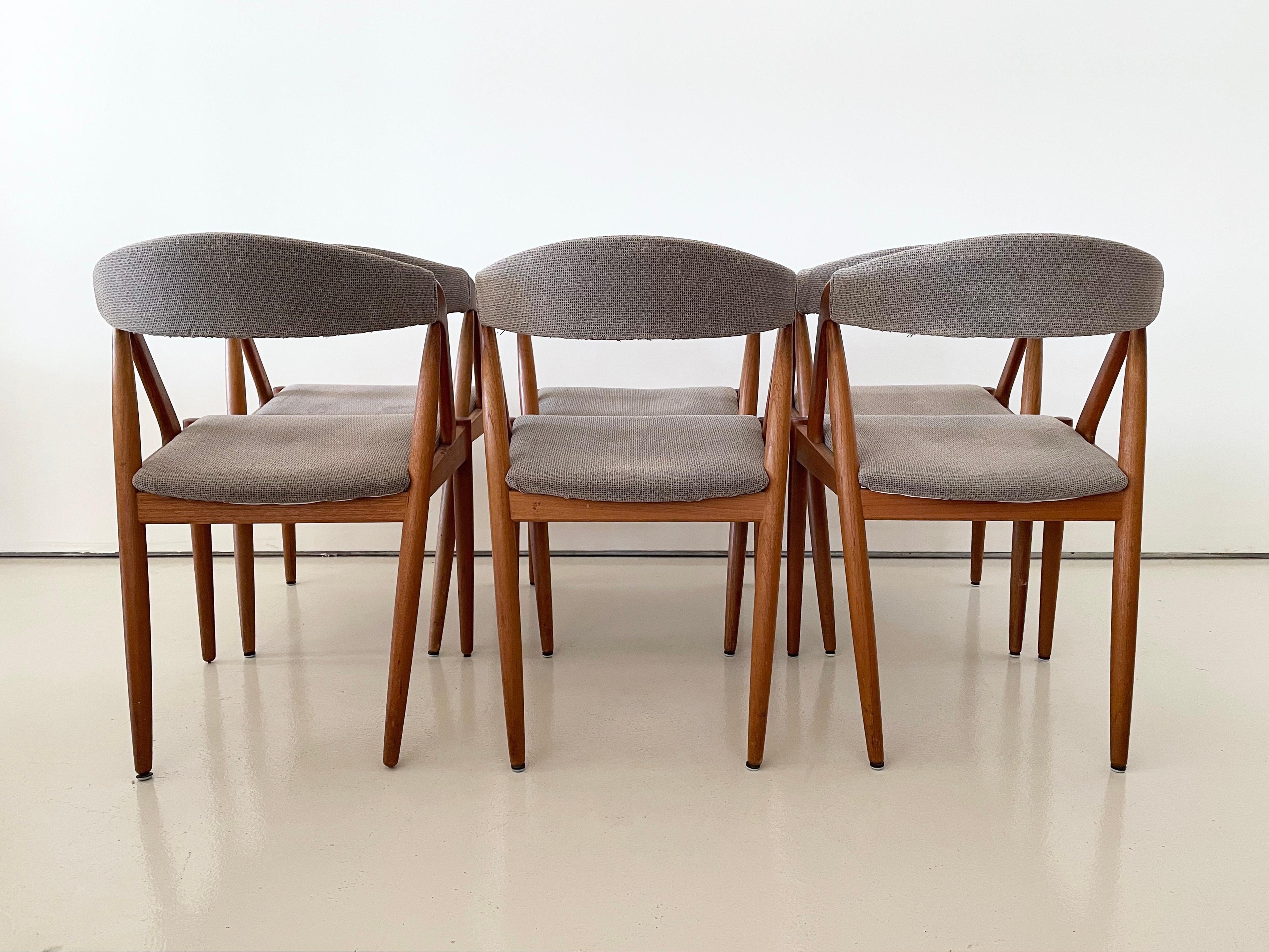 Set di 6 sedie da pranzo in teak Kai Kristiansen d'epoca, da rivestire su misura in vendita 1