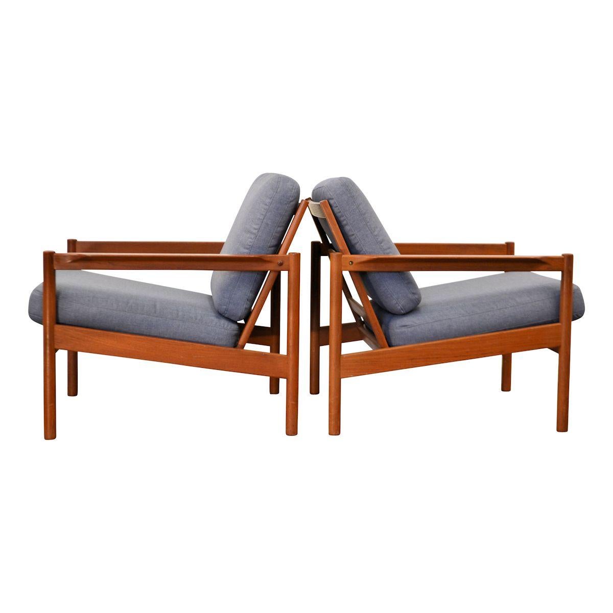 Mid-Century Modern Vintage Kai Kristiansen Teak Lounge Chairs, Set of 2