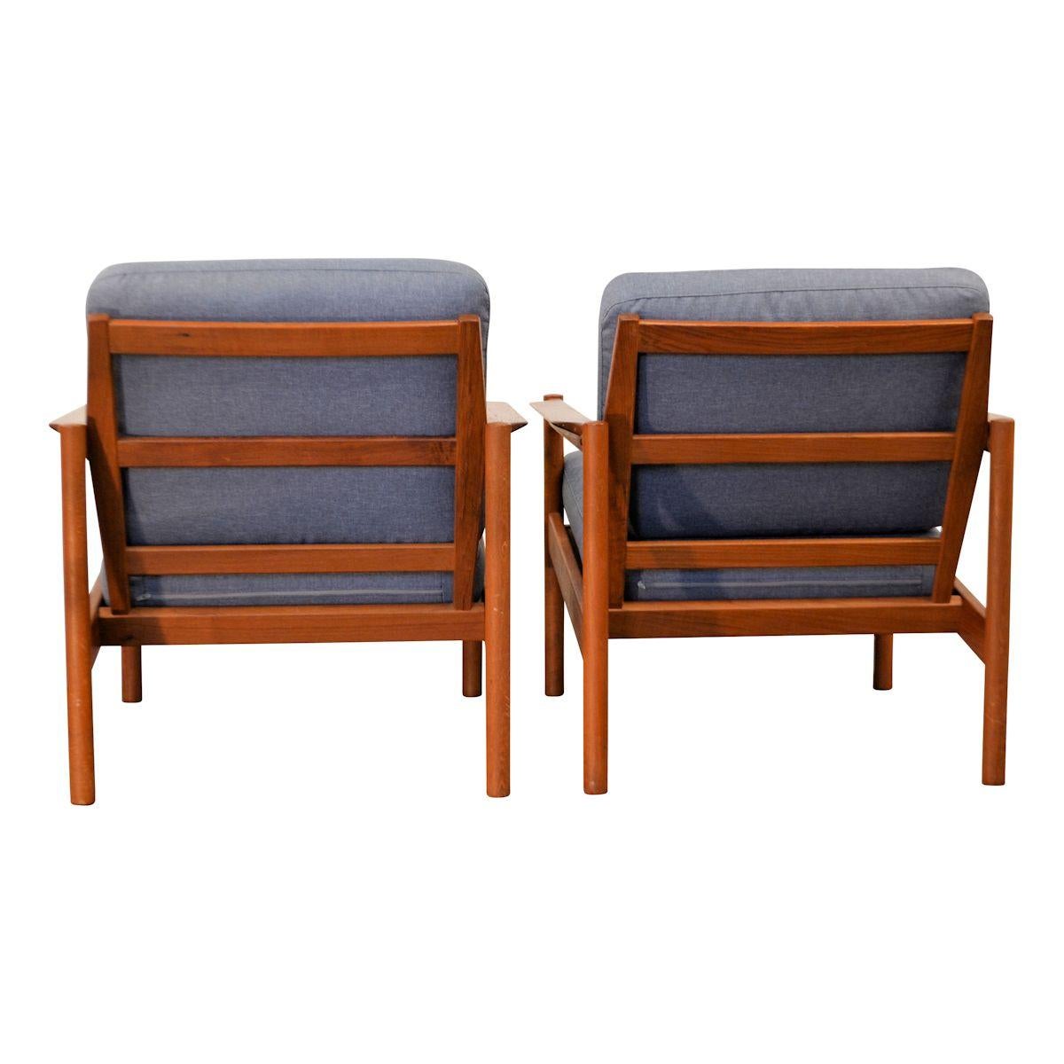 Danish Vintage Kai Kristiansen Teak Lounge Chairs, Set of 2