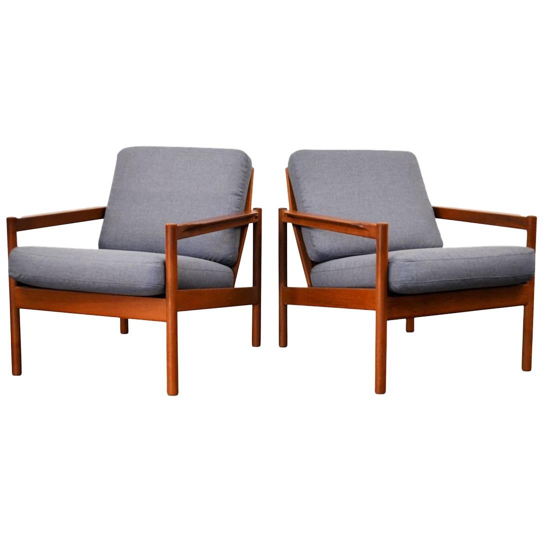 Vintage Kai Kristiansen Teak Lounge Chairs, Set of 2