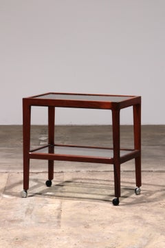 Vintage Kai Kristiansen Trolley in Dark Wood with Glass, 1960