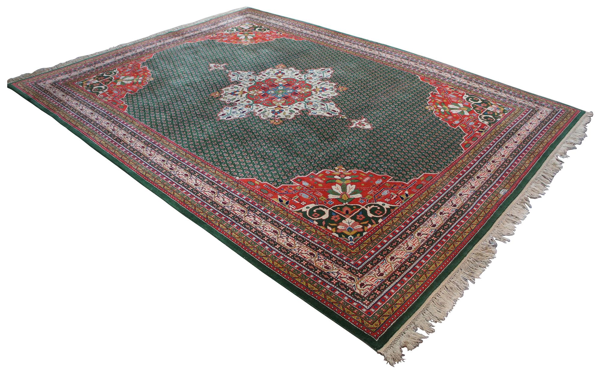 Vintage Kaimuri 100 % Wolle Täbris Mahi Medaillon Teppich Teppich, Indien (Tabriz) im Angebot