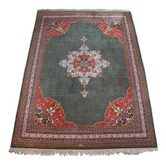 Retro Kaimuri 100% Wool Tabriz Mahi Medallion Area Rug Carpet, India