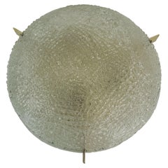 vintage kaiser ice glass ceiling LAMP flush mount 1960's 70's relief surface