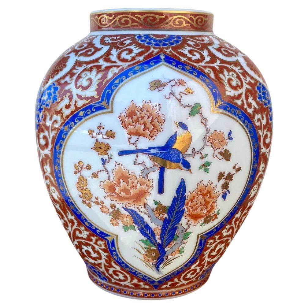 Vintage Kaiser Vase “Ming”  Orange Vase with Flower and Bird decor