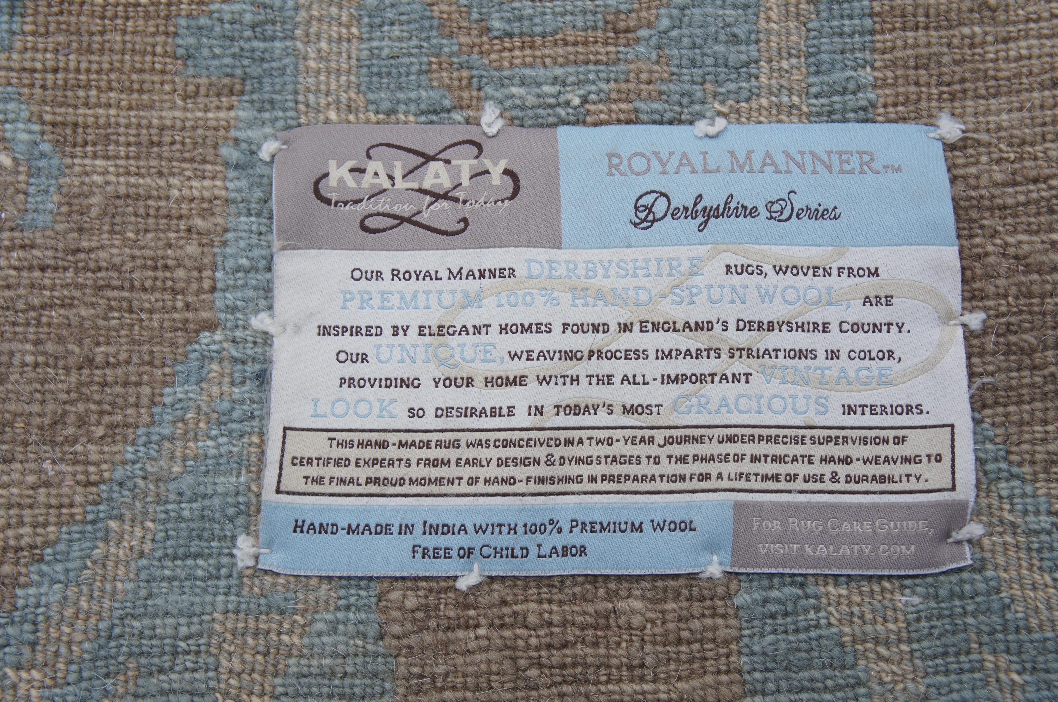 Vintage Kalaty Royal Manner Derbyshire 100% Wool Area Rug Carpet India 1