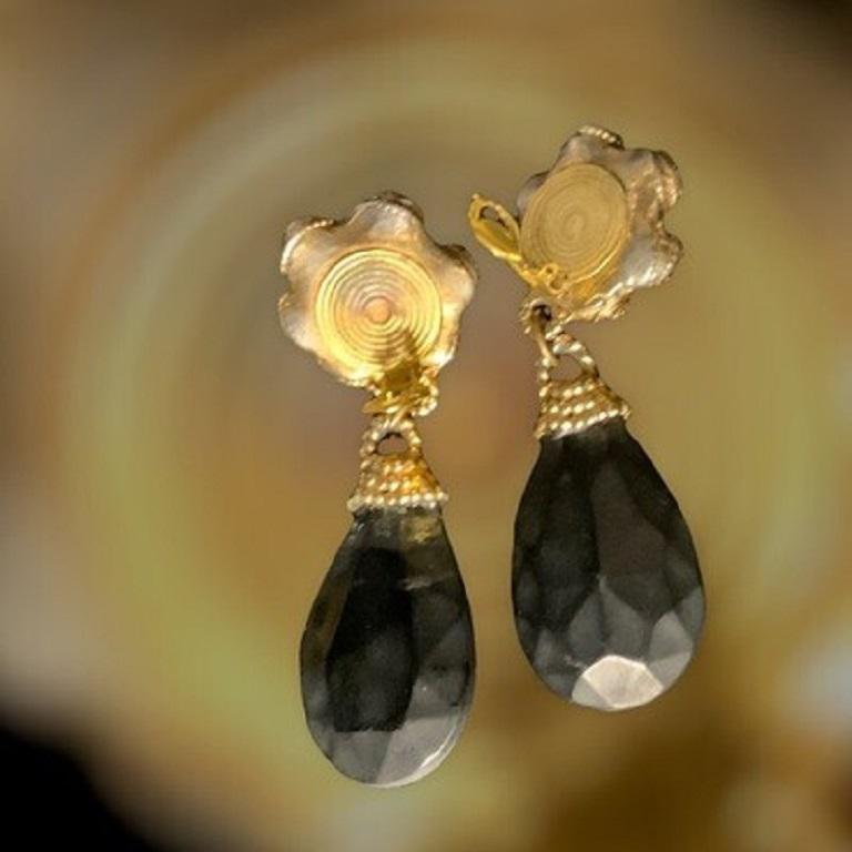Boucles D'oreilles Vintage Kalinger - Résine Et Cuivre Doré 24 Carats, Couleur Or, Taille Unique