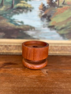 Vintage Kalmar Teak Wood Candle Holder or Vessel Base, Made in Thailand.