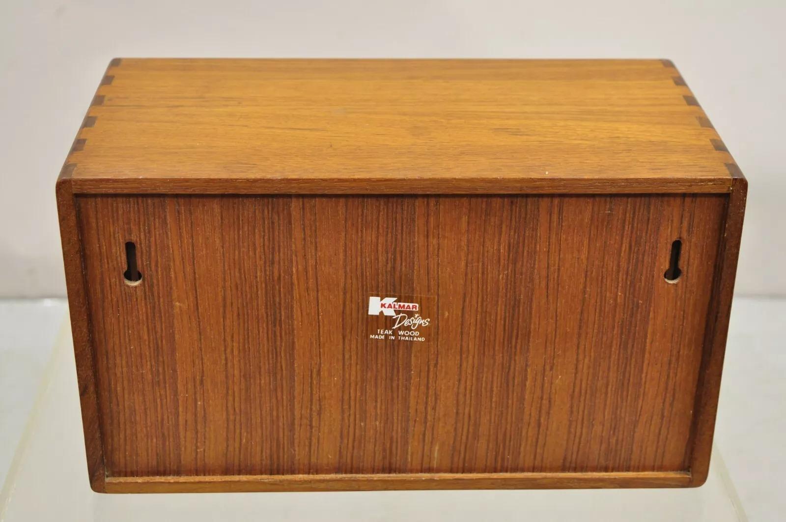Vintage Kalmar Teak Wood Mid Century Modern 20 Slot CD Rack Holder Organizer 3