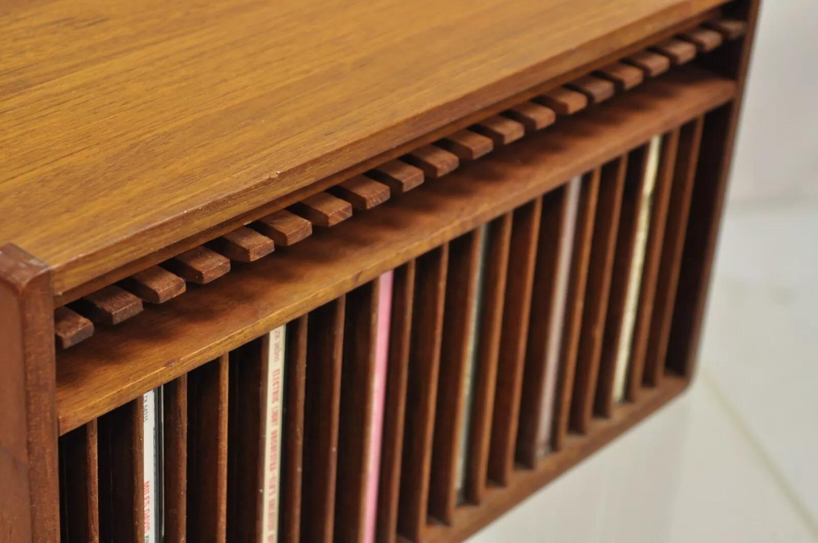 Unknown Vintage Kalmar Teak Wood Mid Century Modern 20 Slot CD Rack Holder Organizer