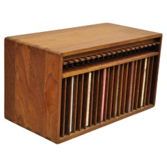 Vintage Kalmar Teak Wood Mid Century Modern 20 Slot CD Rack Holder Organizer