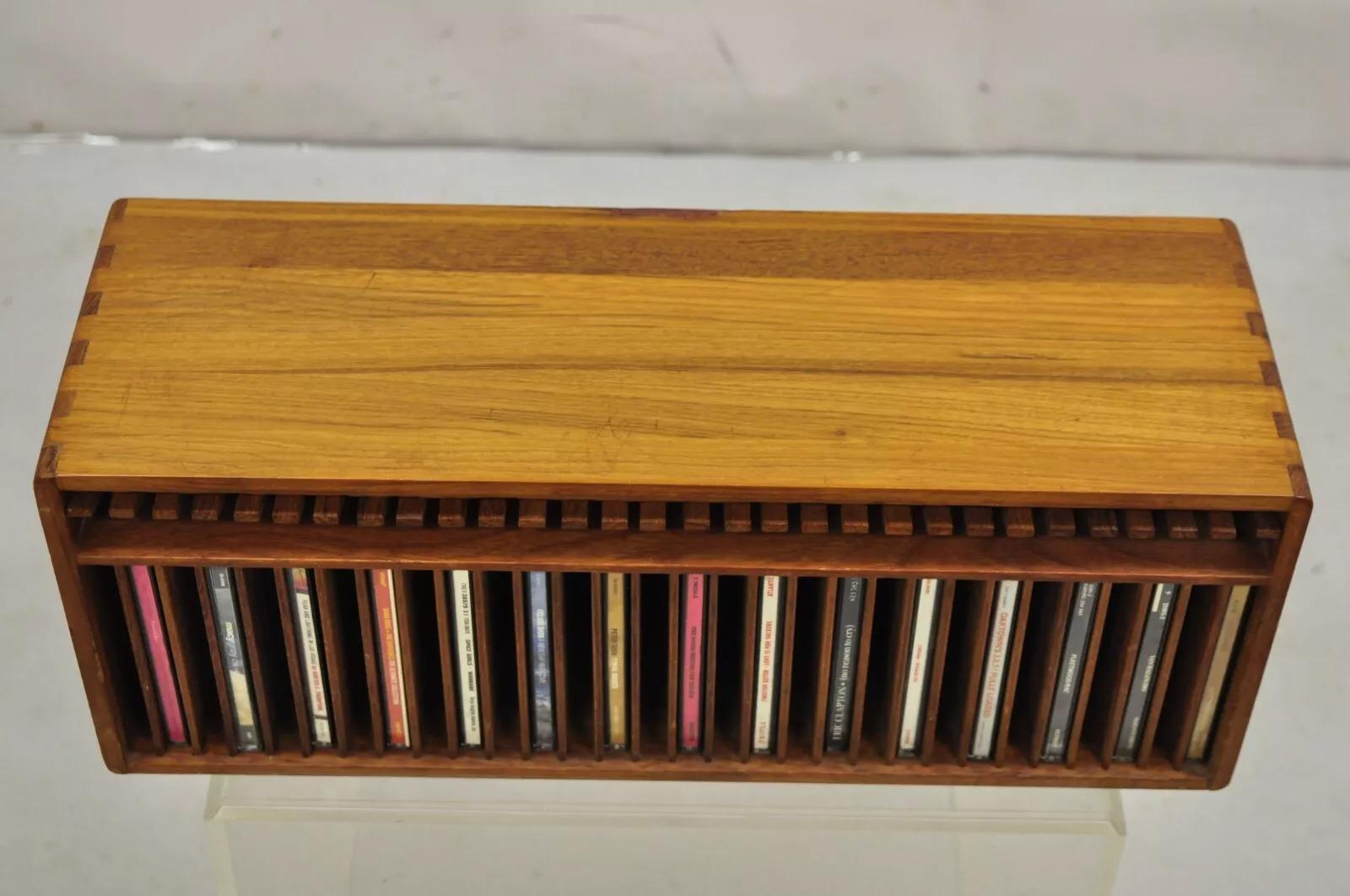 Vintage Kalmar Teak Wood Mid Century Modern 30 Slot CD Rack Holder Organizer (A) 2