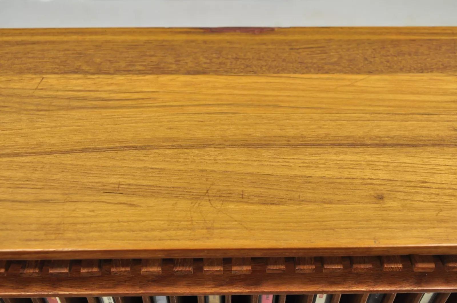 Mid-Century Modern Vintage Kalmar Teak Wood Mid Century Modern 30 Slot CD Rack Holder Organizer (A)