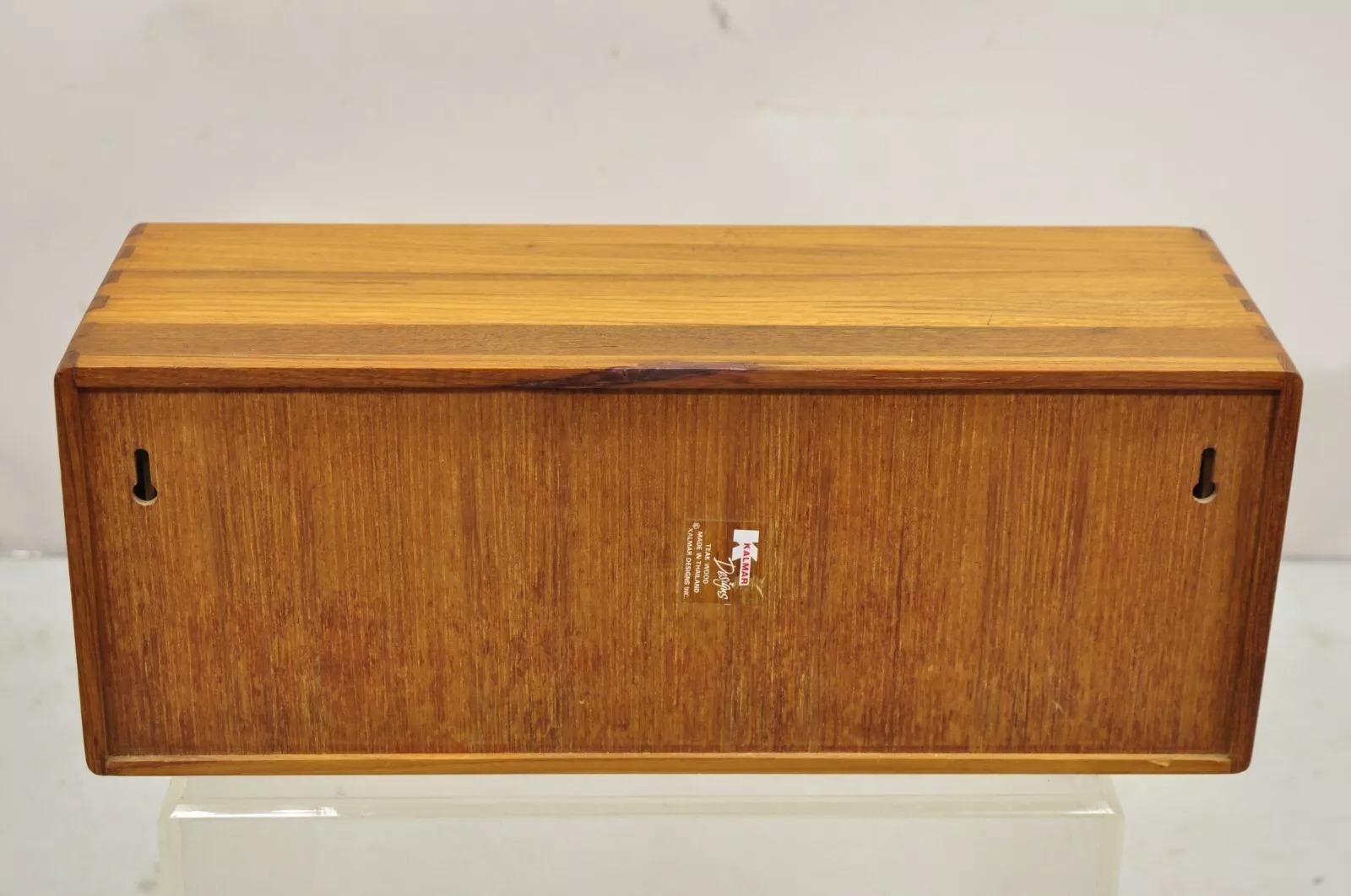 20th Century Vintage Kalmar Teak Wood Mid Century Modern 30 Slot CD Rack Holder Organizer (A)