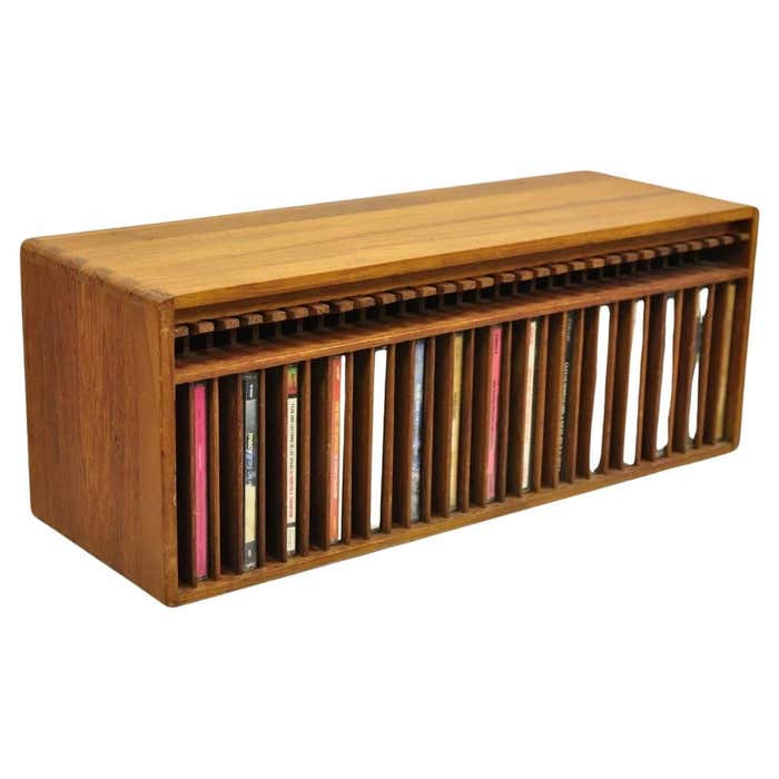 Vintage Kalmar Teak Wood Mid Century Modern 30 Slot CD Rack Holder ...