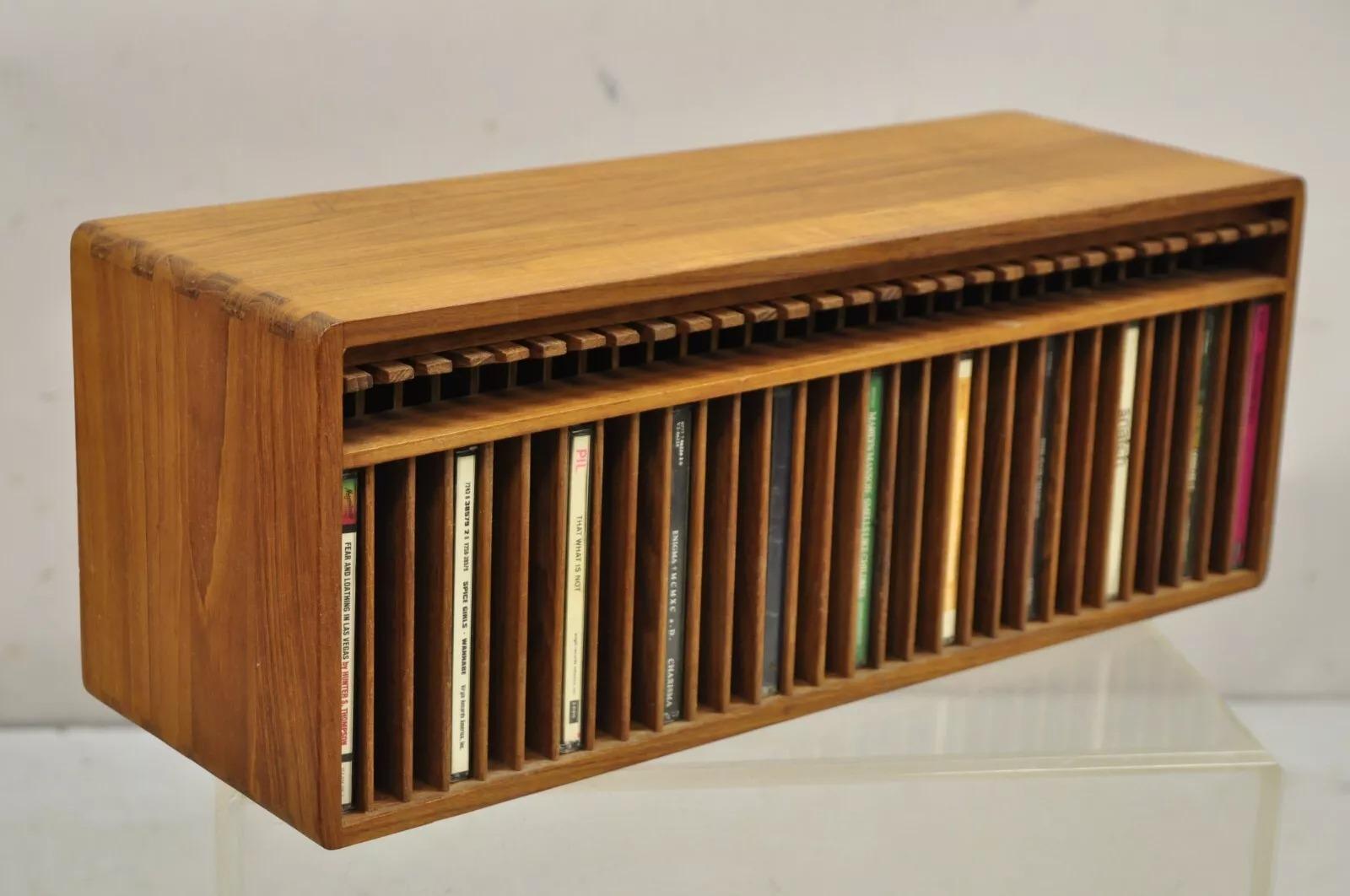 Vintage Kalmar Teak Wood Mid Century Modern 30 Slot CD Rack Holder Organizer (B) 5