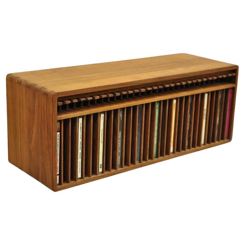 Vintage Kalmar Teak Wood Mid Century Modern 30 Slot CD Rack Holder ...