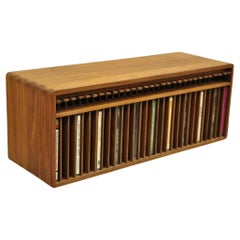 Vintage Kalmar Teak Wood Mid Century Modern 30 Slot CD Rack Holder Organizer (B)