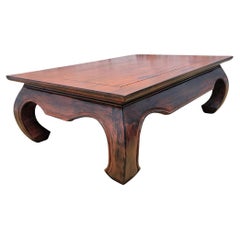 Tavolino vintage in stile Kang cinese in legno di teak e lacca rossa