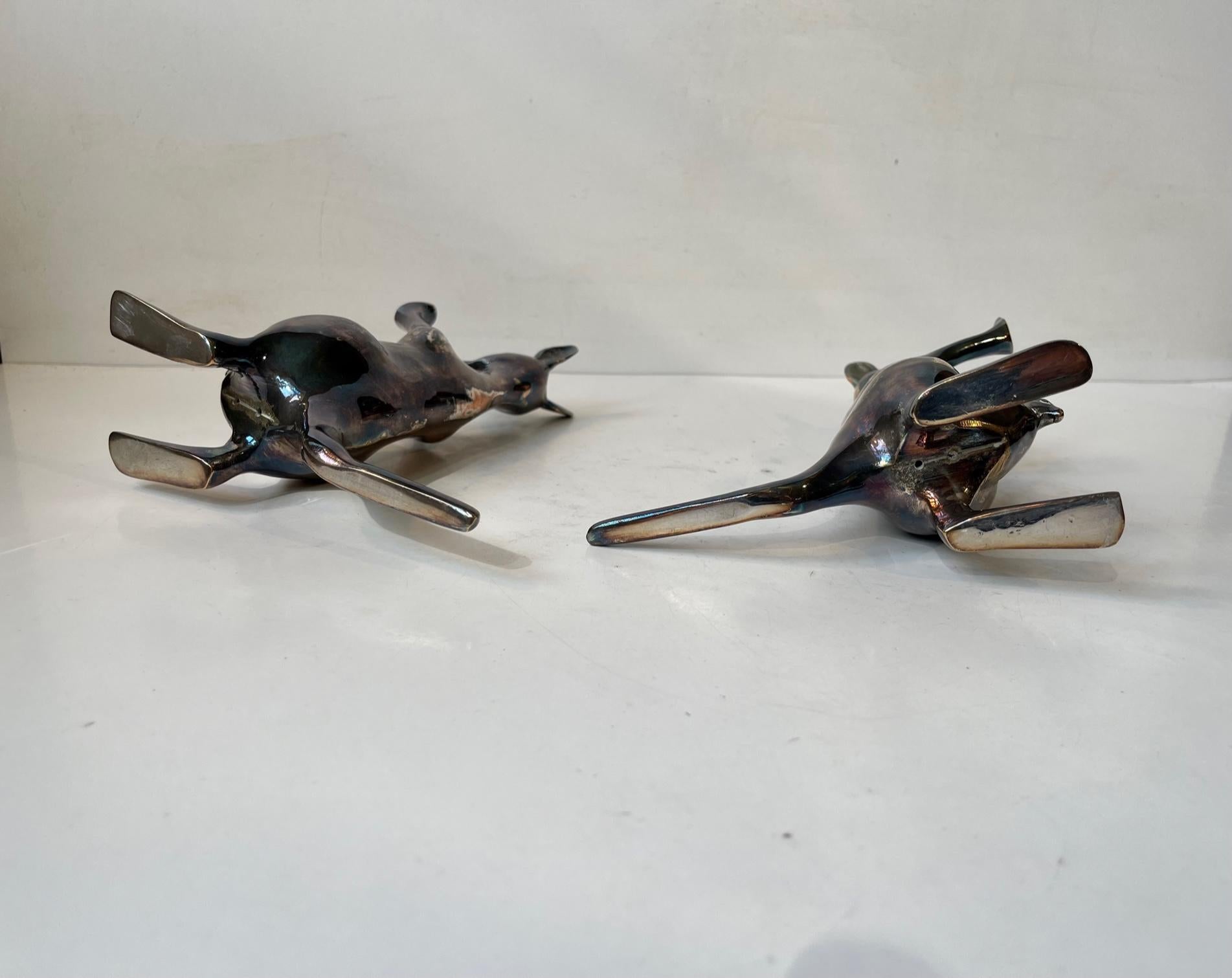 Vintage Kangaroo Bookends in Silver Plated Brass In Good Condition For Sale In Esbjerg, DK