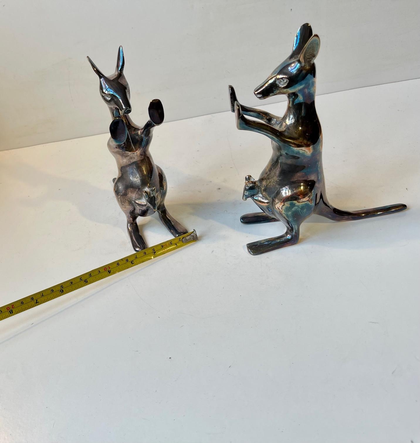Vintage Kangaroo Bookends in Silver Plated Brass For Sale 1