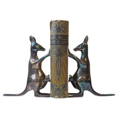 Vintage Kangaroo Bookends in Silver Plated Brass