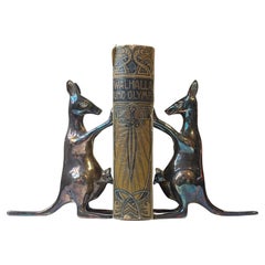 Retro Kangaroo Bookends in Silver Plated Brass