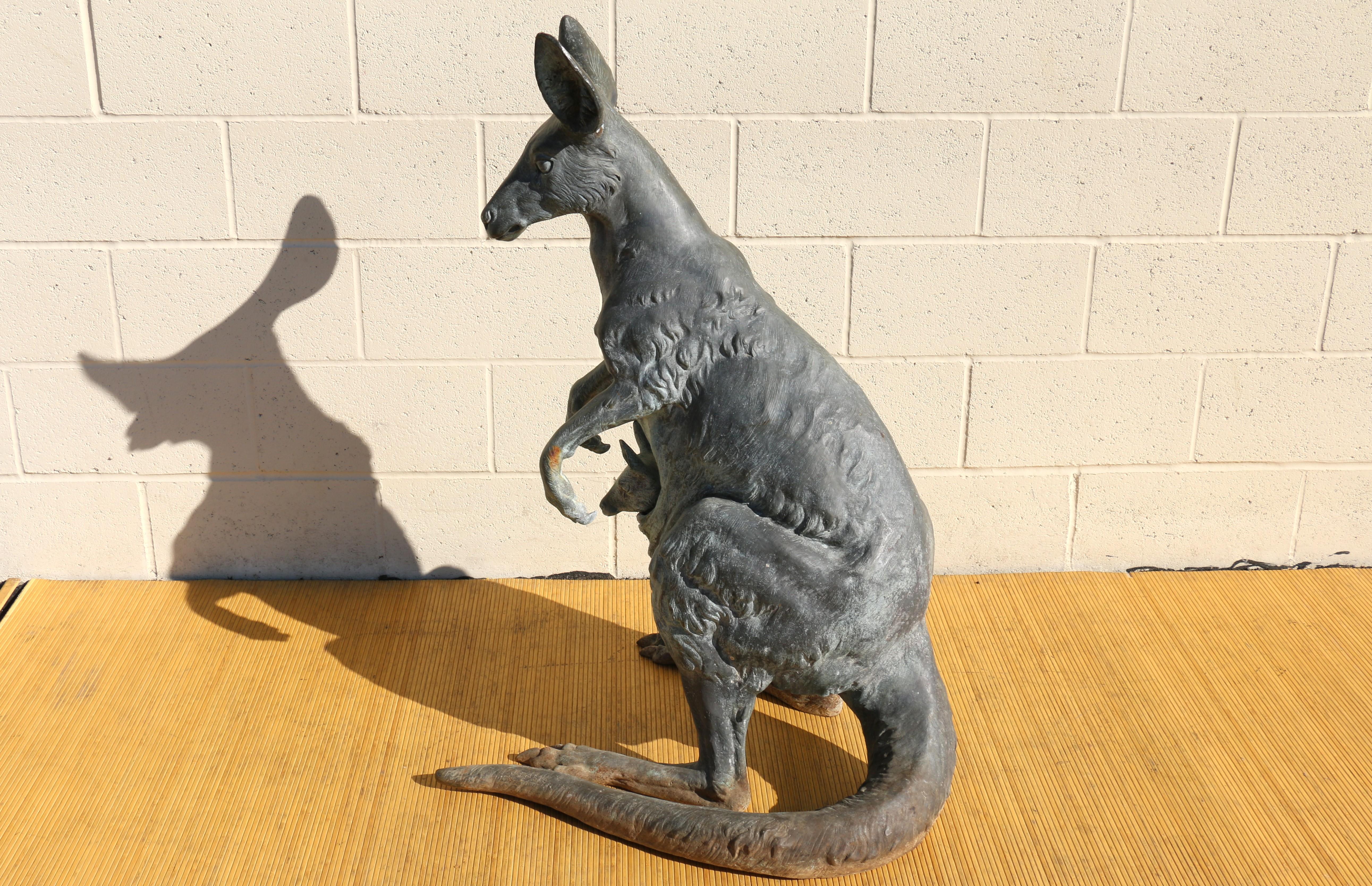 Mid-20th Century Vintage Kangaroo Bronze Statue by J. Daste For Sale