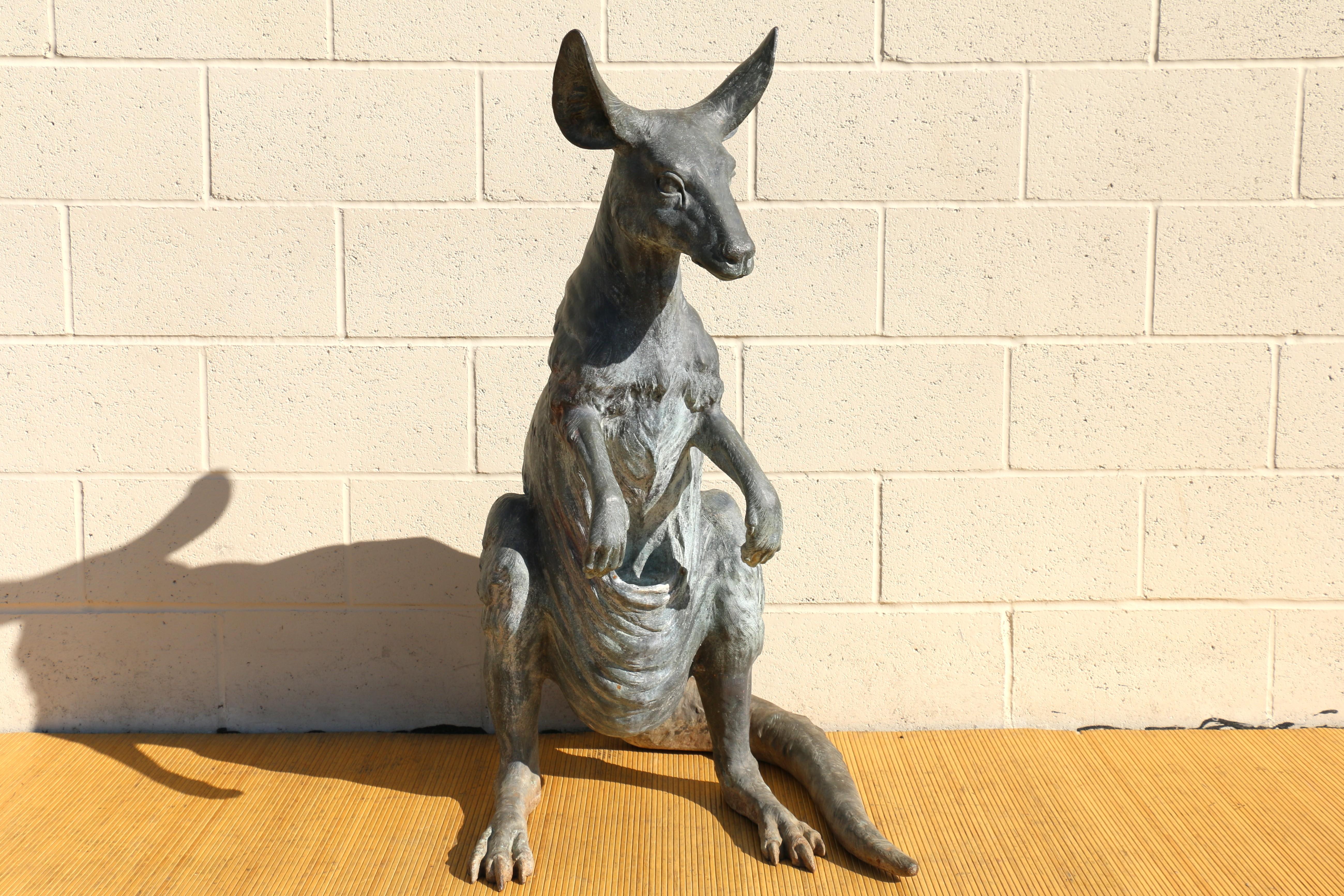 Vintage Kangaroo Bronze Statue by J. Daste For Sale 1