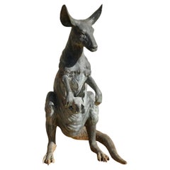 Vintage Kangaroo Bronze Statue by J. Daste
