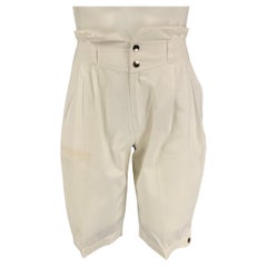 Vintage KANSAI YAMAMOTO Size 28 White Pleated Cotton High Waisted Shorts