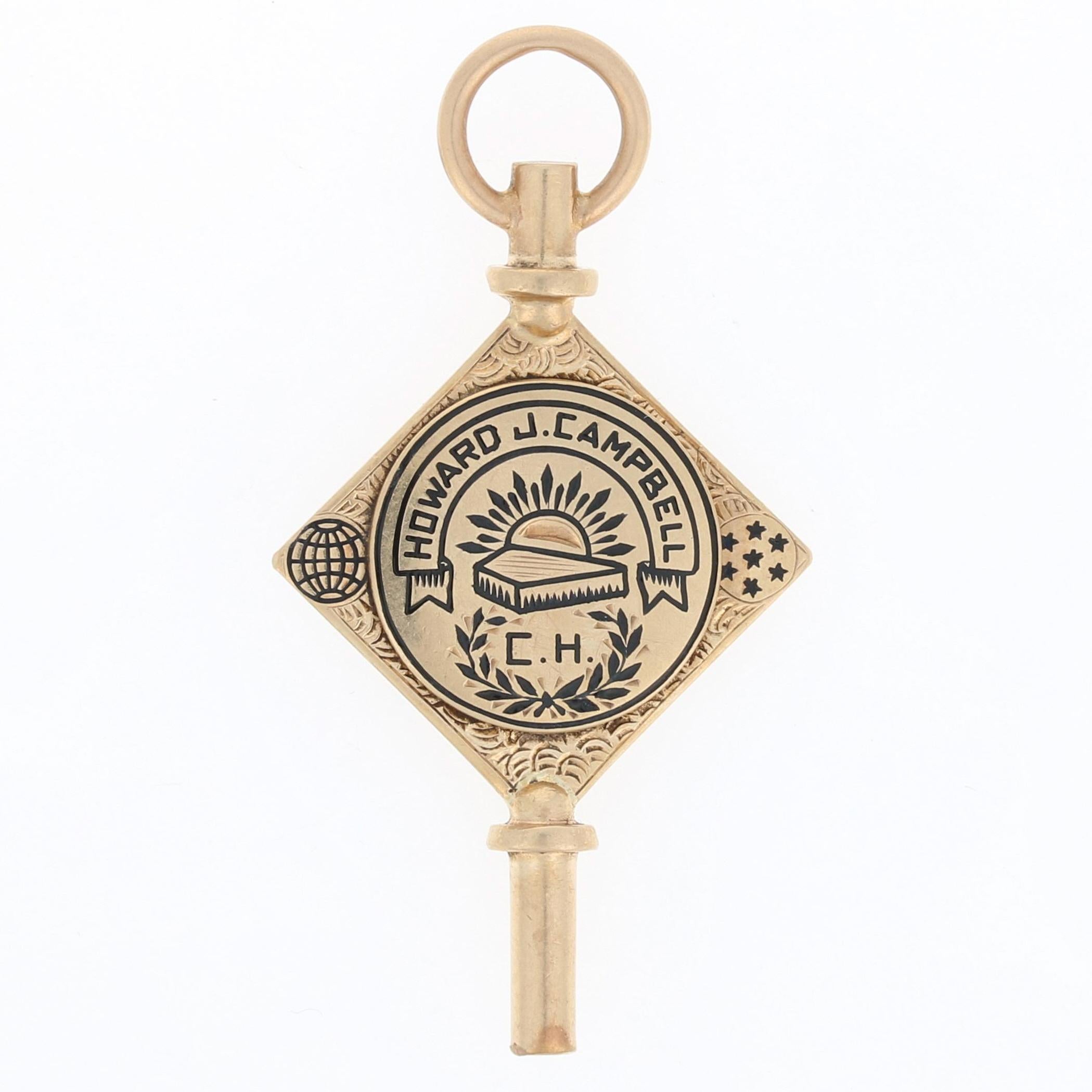 Vintage Kappa Alpha Society Schlüsselanhänger, 14k Gelbgold Mitglied im Zustand „Hervorragend“ in Greensboro, NC