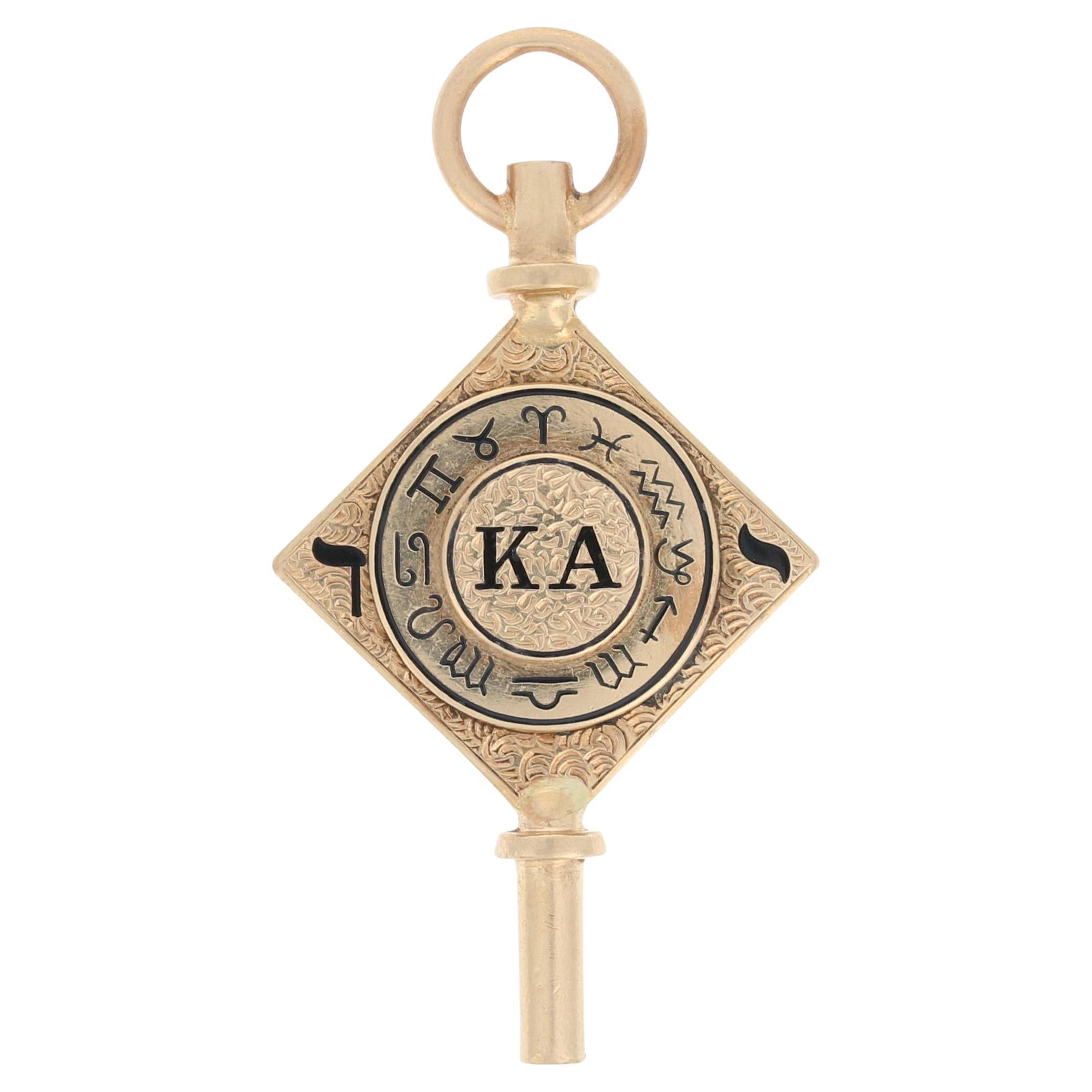 Vintage Kappa Alpha Society Key Fob, 14k Yellow Gold Member Pendant For  Sale at 1stDibs