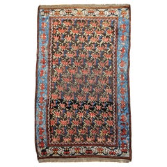 Vintage Karabagh Area Rug, Wool Pile, Floral Design, Caucasus, 1900s, 4' x 7'