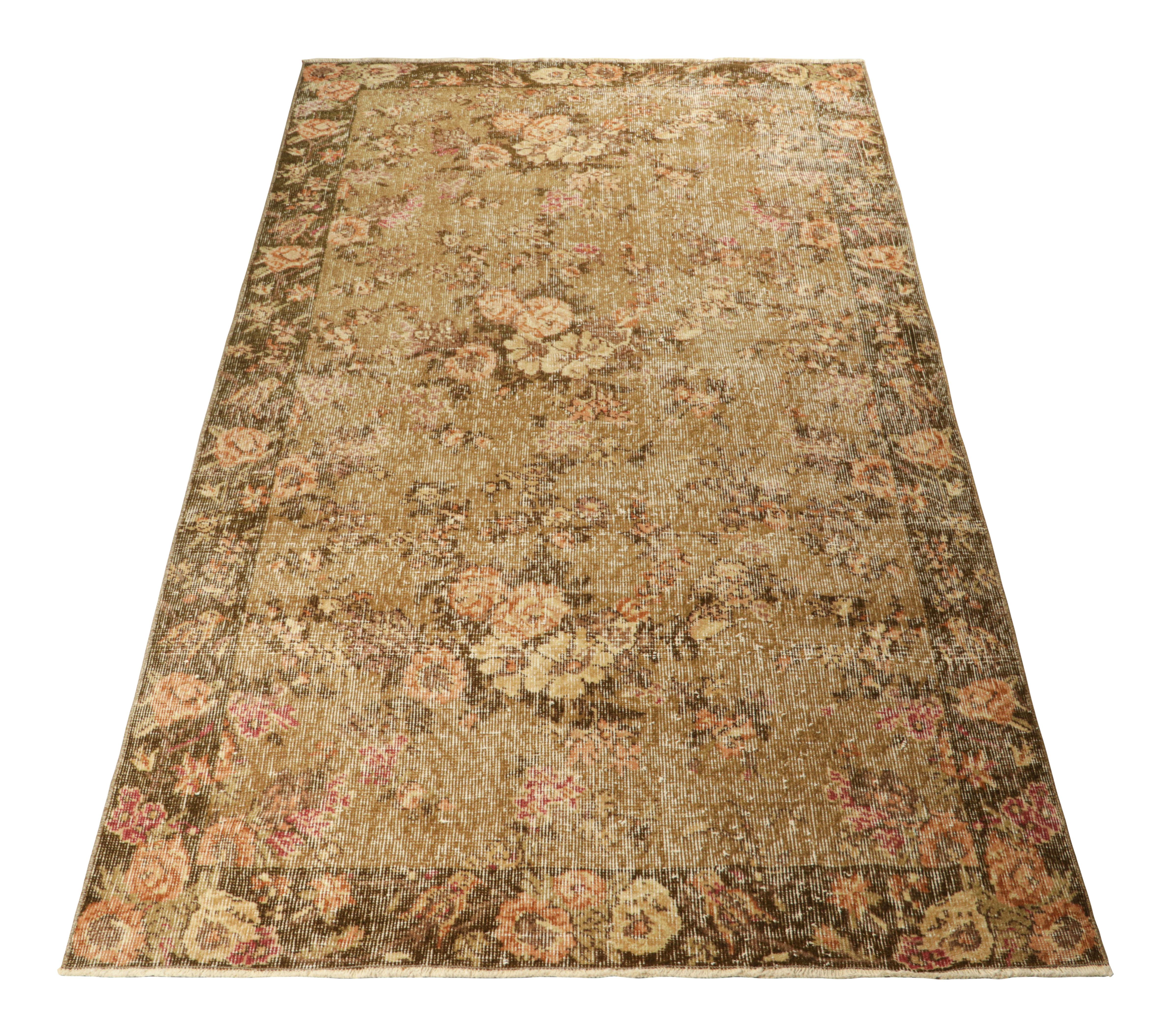 Vintage Karabagh Rug in Brown with All-Over Floral Patterns, from Rug & Kilim In Good Condition For Sale In Long Island City, NY