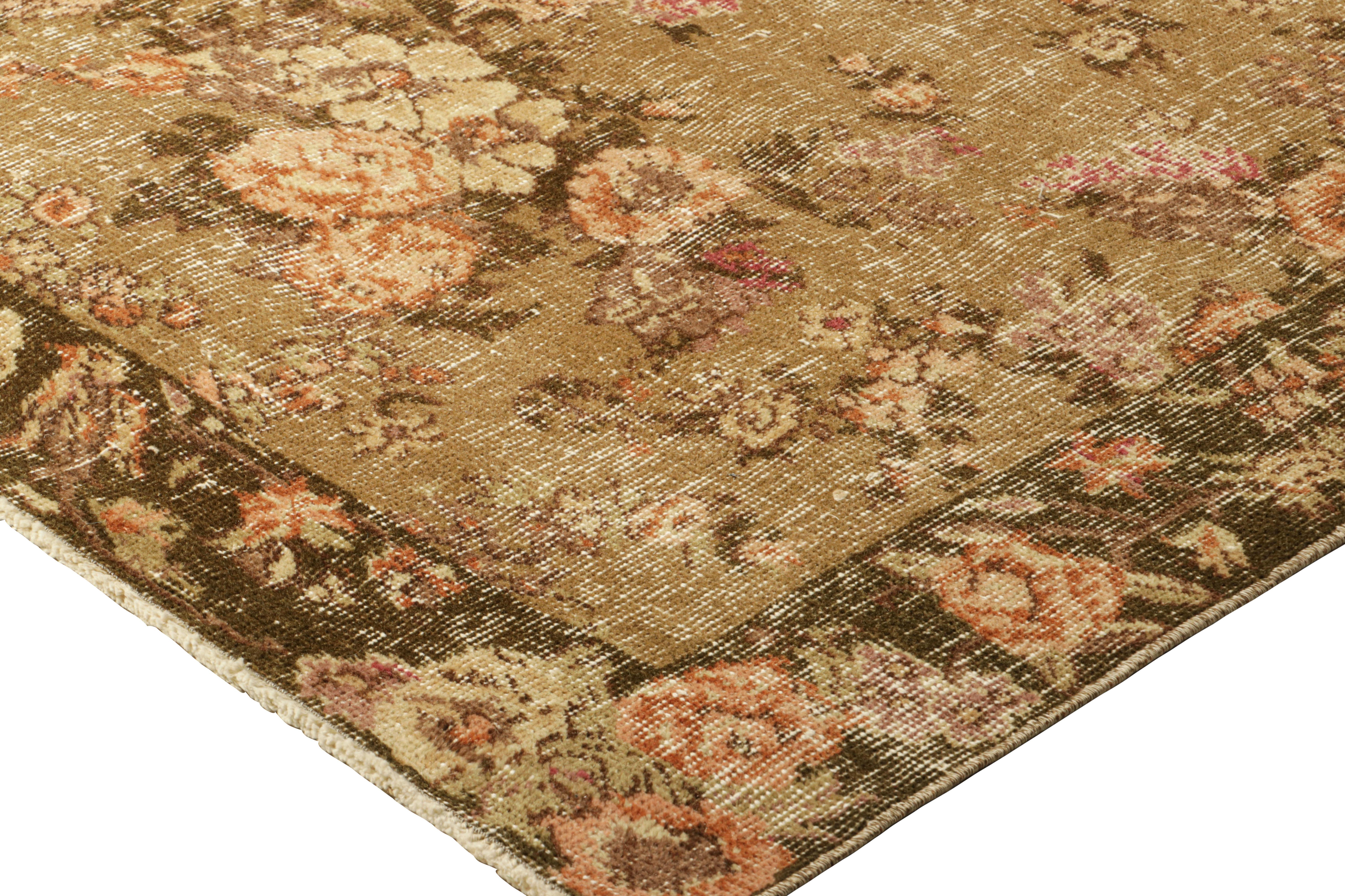 Mid-20th Century Vintage Karabagh Rug in Brown with All-Over Floral Patterns, from Rug & Kilim For Sale