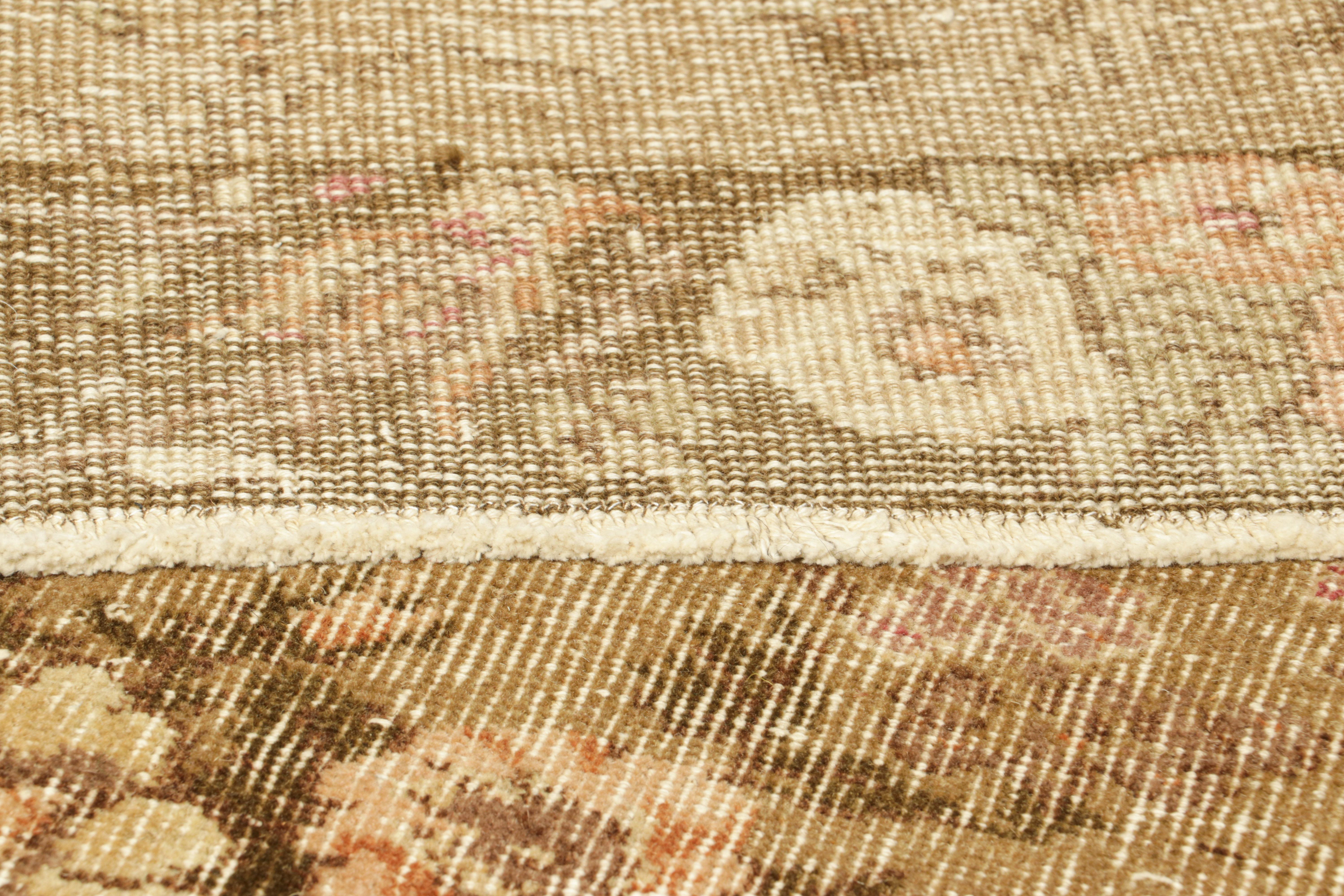 Wool Vintage Karabagh Rug in Brown with All-Over Floral Patterns, from Rug & Kilim For Sale