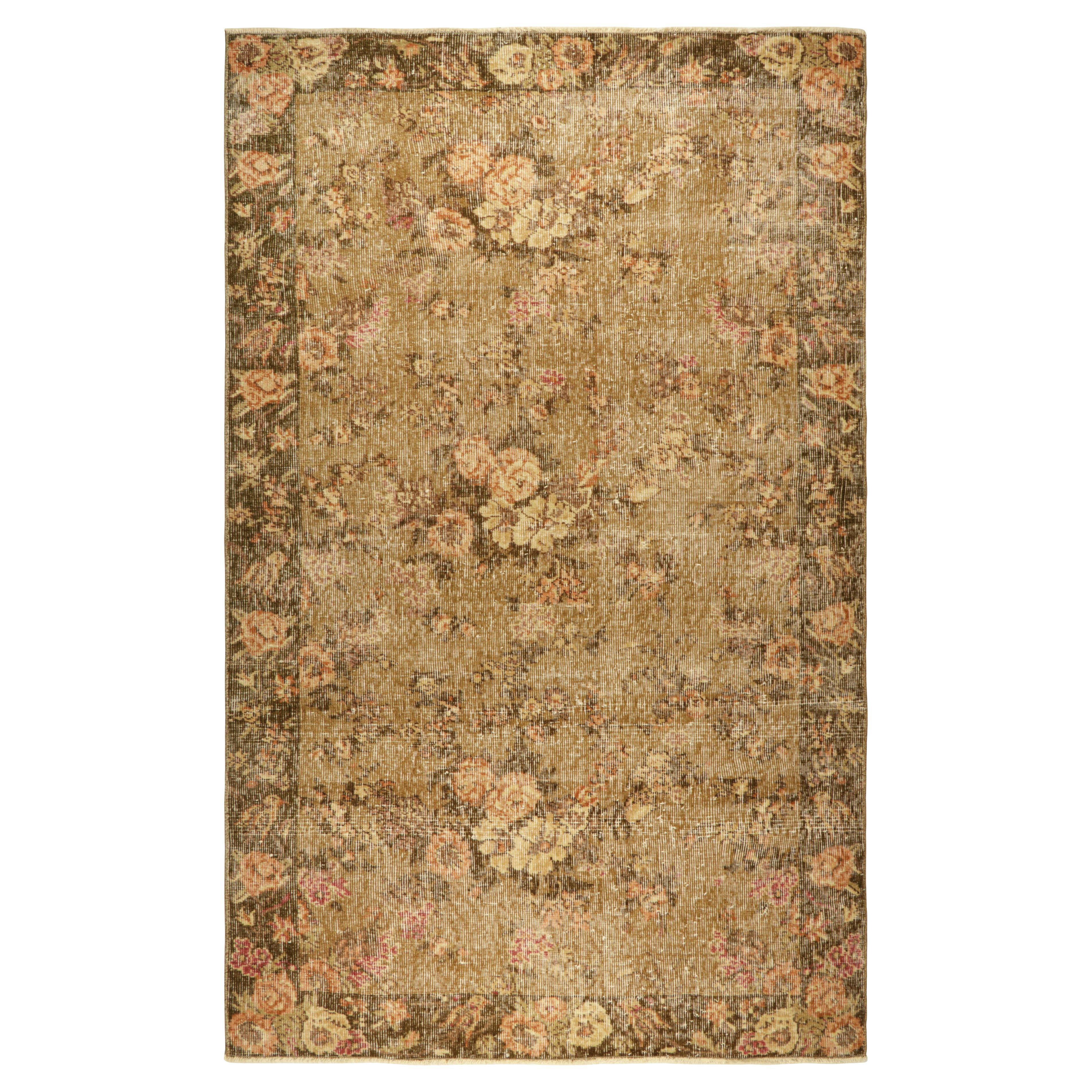 Vintage Karabagh Rug in Brown with All-Over Floral Patterns, from Rug & Kilim For Sale