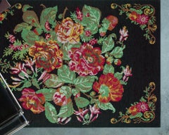Vintage Karabagh Rug with Floral Pattern