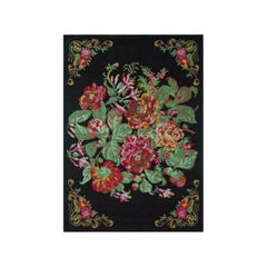 Vintage Karabagh Rug with Floral Pattern