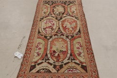 Vintage Karabagh Runner Rug in Brown with Floral Medallions  Rug & Kilim