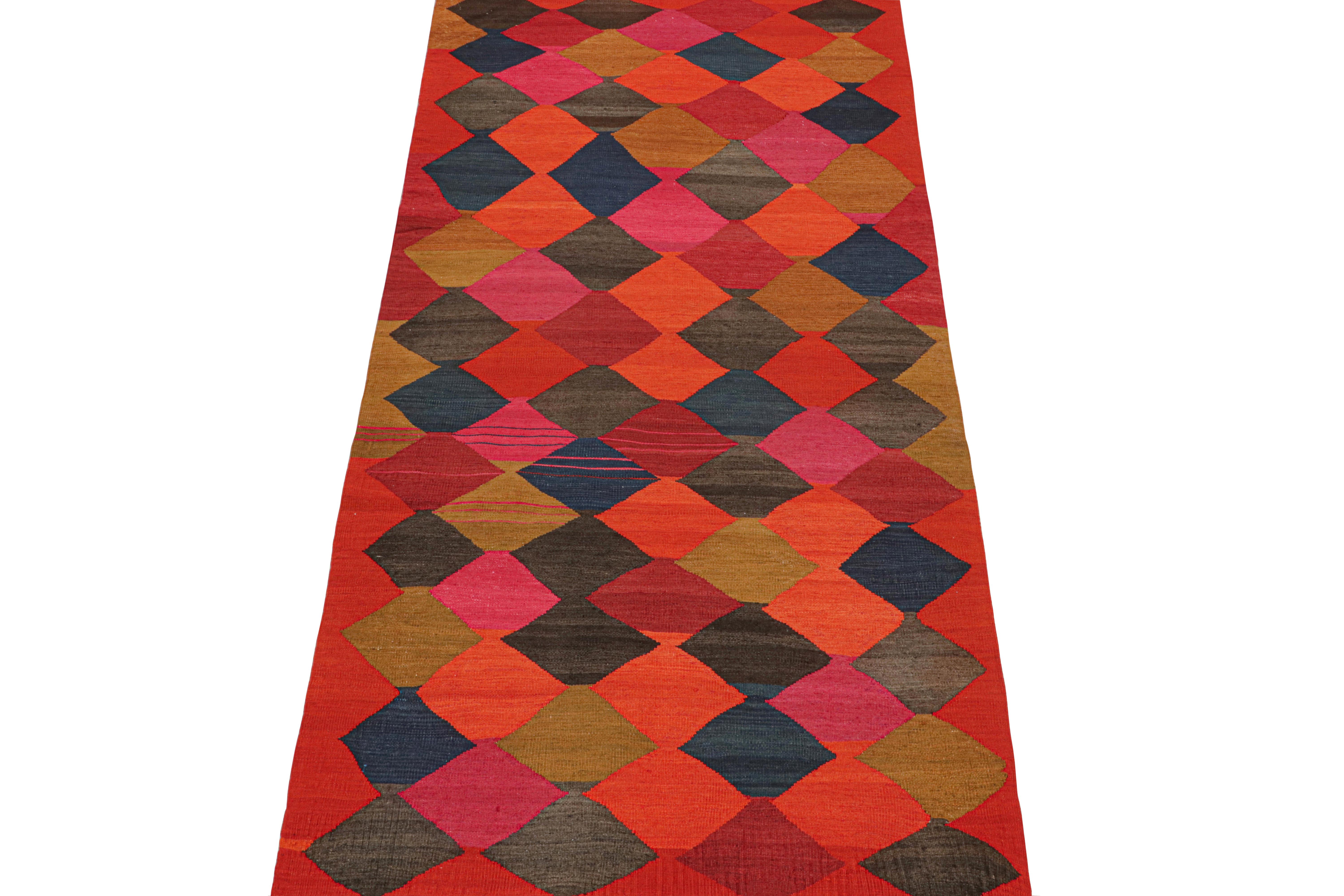Vintage Karadagh Persian Kilim in Polychromatic Diamond Patterns In Good Condition For Sale In Long Island City, NY