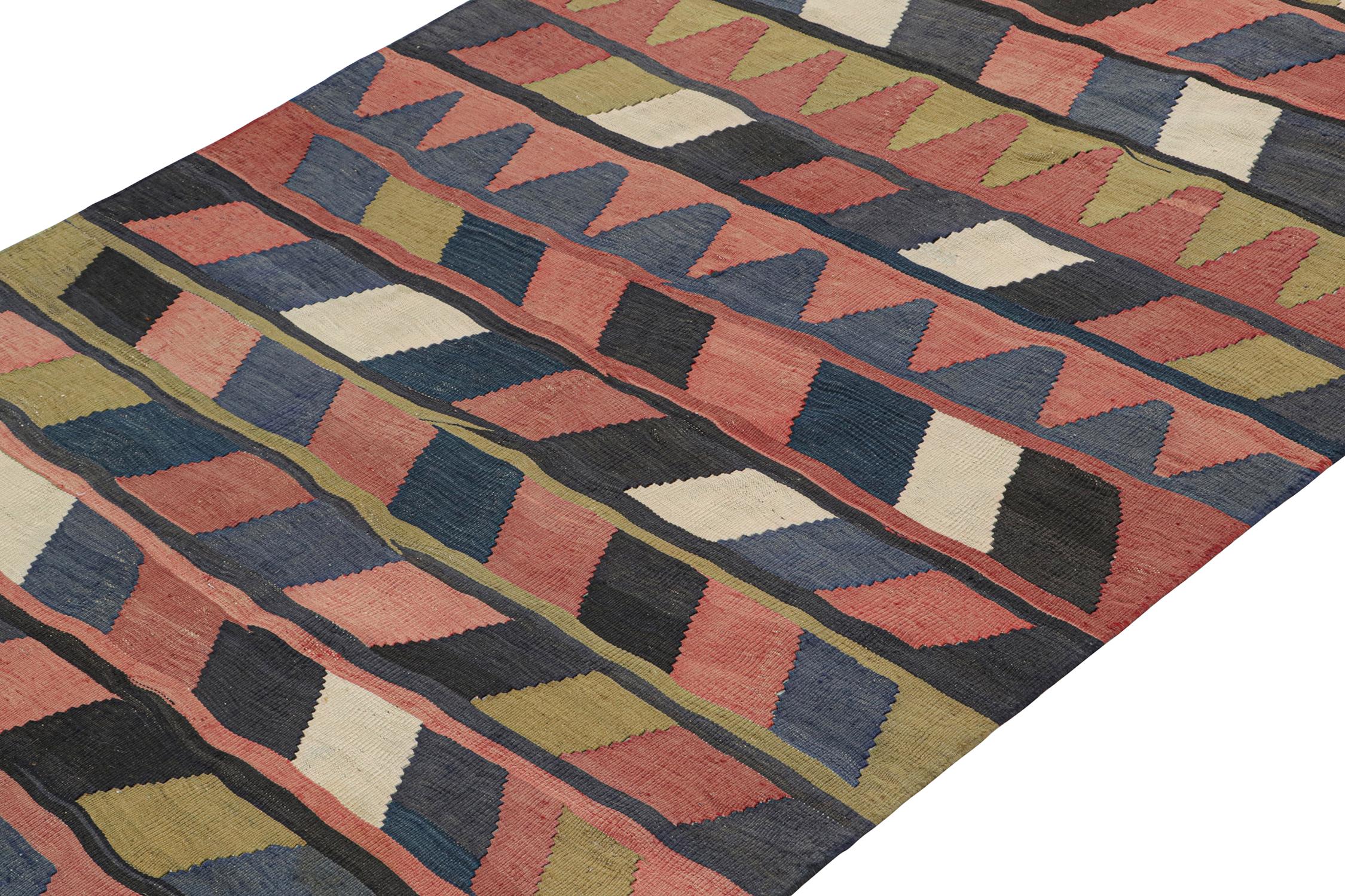 Hand-Knotted Vintage Karadagh Persian Kilim in Polychromatic Geometric Pattern by Rug & Kilim For Sale