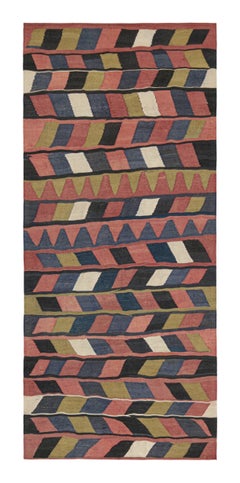 Retro Karadagh Persian Kilim in Polychromatic Geometric Pattern by Rug & Kilim