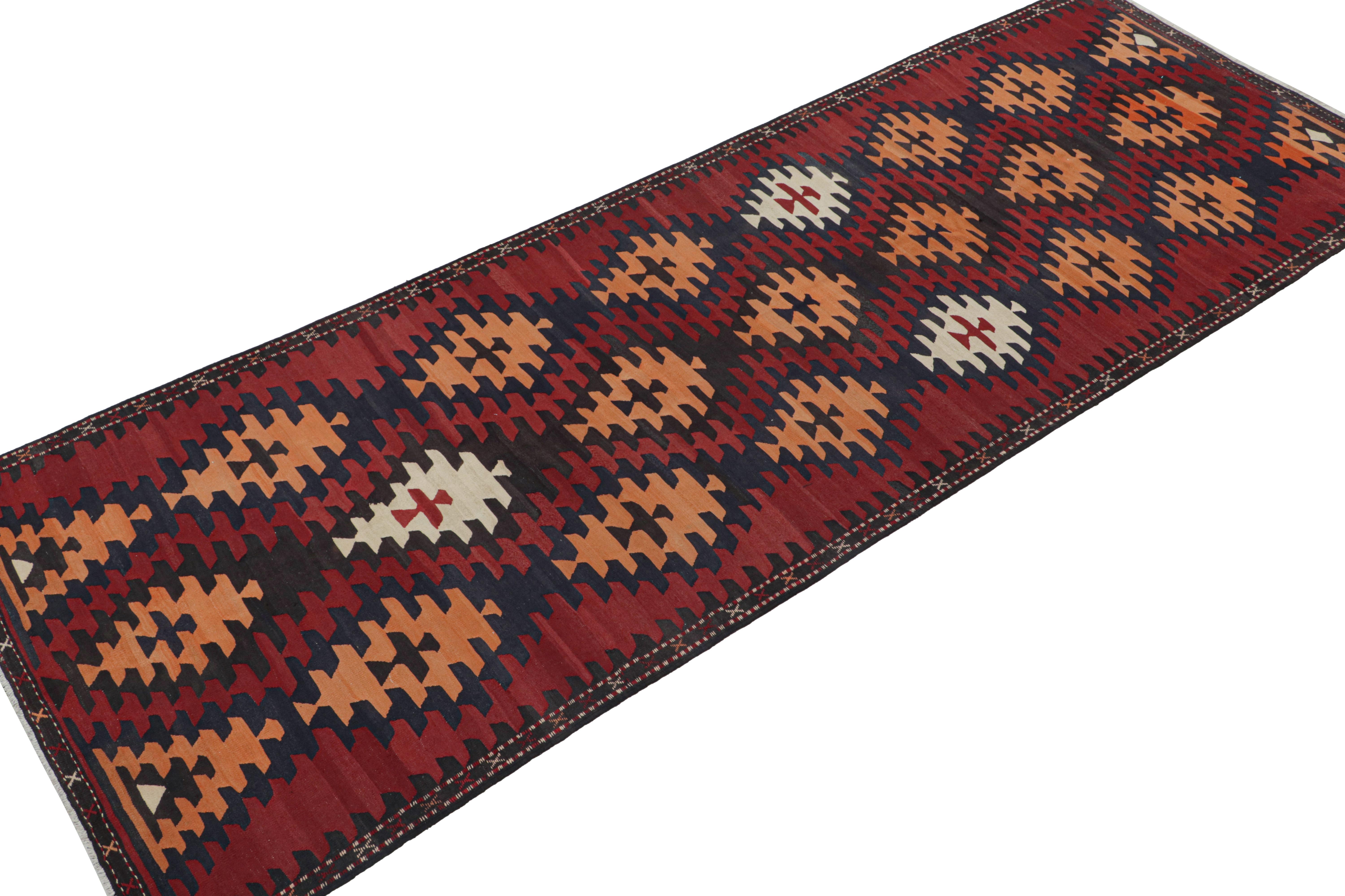 Tribal Vintage Karadagh Persian Kilim in Red with Geometric Patterns For Sale