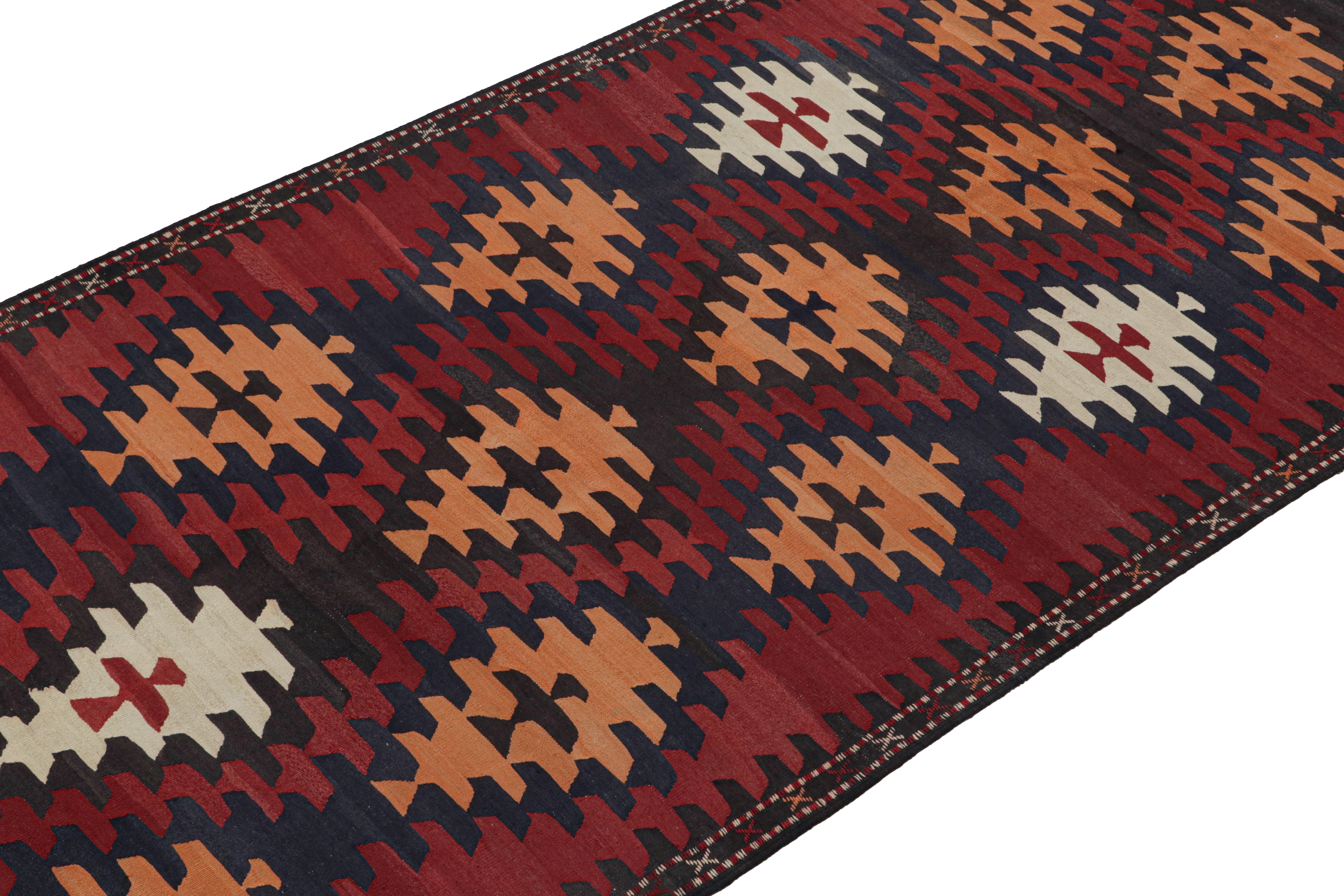Hand-Knotted Vintage Karadagh Persian Kilim in Red with Geometric Patterns For Sale